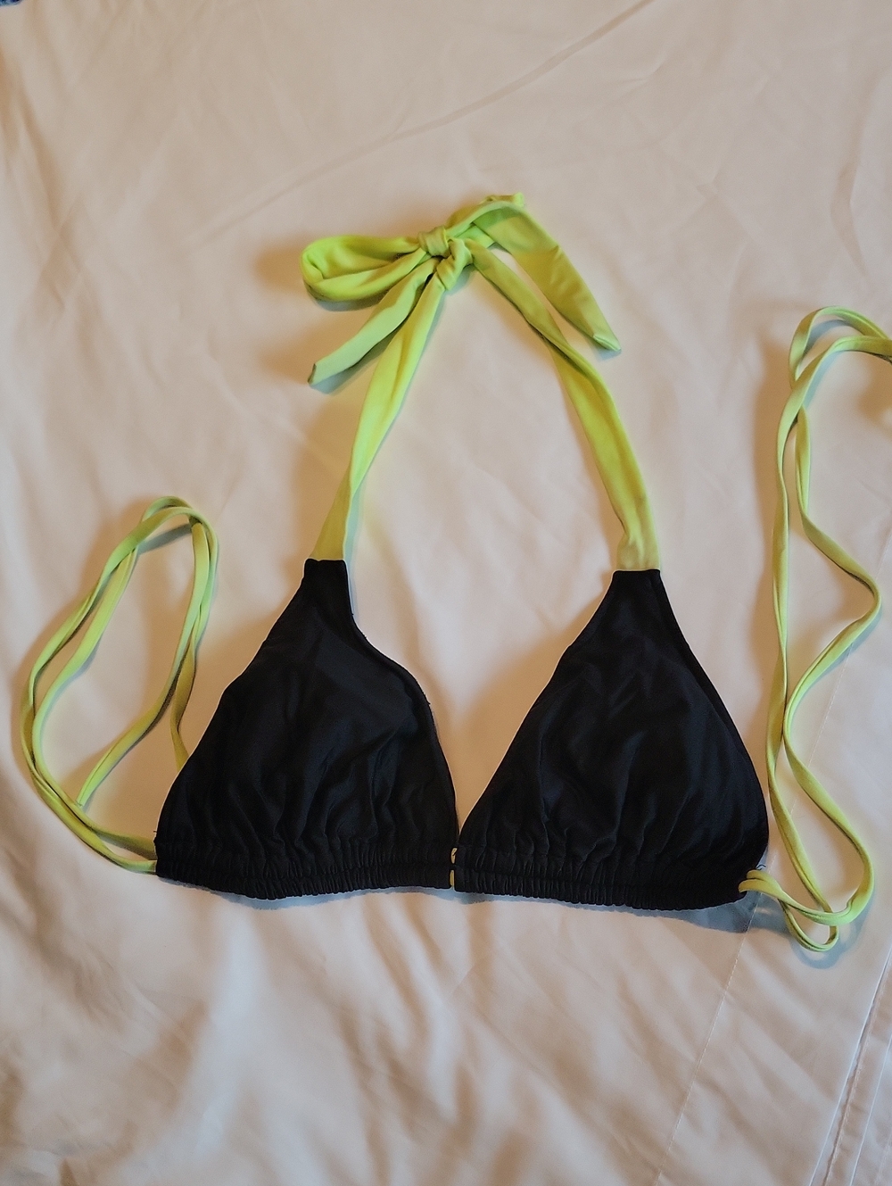 Women’s Black Bandeau Swim Top with Lime Tie